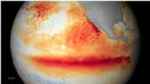 Imagem de satelite mostrando anomalia de temperatura oceanica (El Nino) no Pacifico