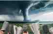 Jornalistas com microfones e tornado - cobertura ambiental recua no mundo